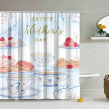 1PC Gelukkig Moederdag Thema Douchegordijn, Dagelijkse Leuke Stijl Douchegordijnset, Waterdichte Doek Douchegordijn, Cartoon Olifant Patroon Bedrukt Badkamer Gordijn Decoratie (Multi-Kleur, 180cm X 180cm)