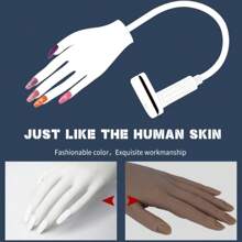 Silicone Nail Practice Hand Model, Bendable Flexible Fake Fingers Nail Art Training Tool, Replaceable Nail Tips