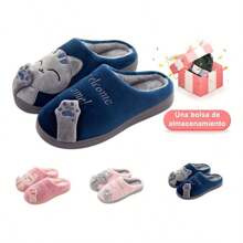 Lindas Y Gato Cómodas Pantuflas + Bolsa Protectora - Azul Marino - Ver 2