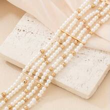 1pc French Vintage Style Multi-Layer Handmade Beaded Bracelet For Women, Suitable For Daily Wear And Party, Wedding, Holiday Gifts