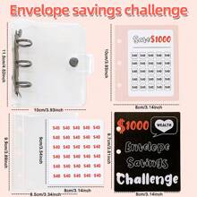 1pc 150/300/500/1000 Savings Challenge Binder - Mini Budget Binder With Cash Envelopes And Inserts, Convenient For Saving Money,Boho Vibes