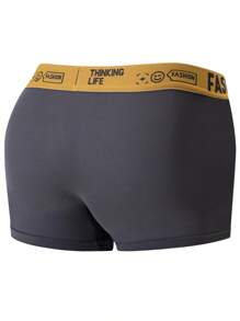 4pcs Men's Solid Color Underwear, Youth Boxer Shorts, Breathable Comfortable Bottoms - Multicolor - View 4