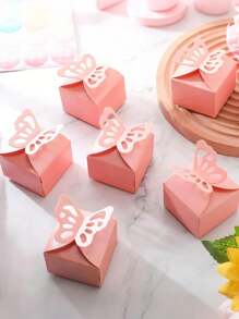 10/20pcs Butterfly Decor Gift Box, Pink Paper Creative Candy Box For Party, Birthday Wedding Party Pearlescent Paper Butterfly Gift Box Square Gift Box Holiday Paper Box, Delicate Butterfly Gift Box, Graduation Season, Decoration Party, Small Butterfly Gift Box (Pink)