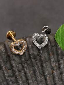 1 peça Brincos de cartilagem tragus de coração, joias labret, parte traseira plana, brincos de cartilagem helix, joias de piercing para mulheres, rosca interna, 8 mm, presente feminino para o dia dos namorados