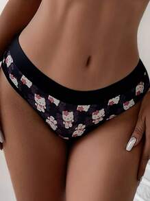 Sanrio 1pc Women's Hello Kitty Print Elastic Waist Briefs