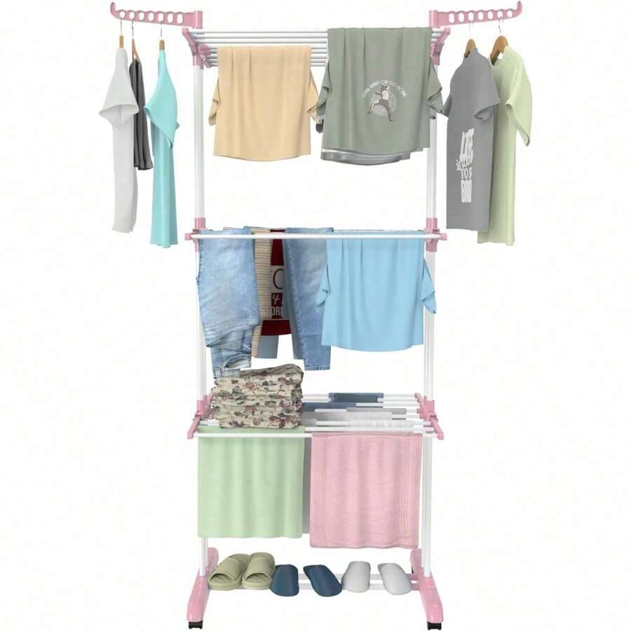 Cloth Dryer Stand TOOLF Clothes Drying Rack, 4-Tier Foldable