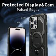 Funda protectora para teléfono compatible con iPhone 16, 15, 14, 13, 12, 11 Pro/Pro Max/Plus, iPhone XR/XS/XS Max, con soporte magnético giratorio 360° invisible, carga inalámbrica magnética y textura mate a prueba de golpes.