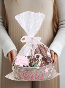 1pc Customized Handmade Woven Storage Basket, Suitable For Bathroom, Bedroom, Living Room, Kids Toys, Pet Supplies, Wedding Decor, Valentines Day, Halloween, School Season, Home Storage