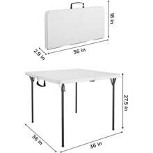 XL 36" Fold-In-Half Indoor & Outdoor Card Table W/Handle, 3ft, White