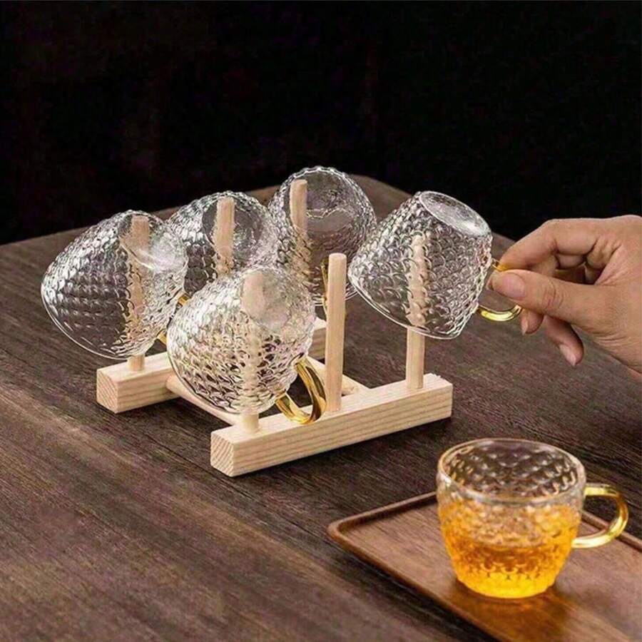 12个/6个/4个/2个套装 龙鳞纹玻璃杯，120毫升小茶杯，高档杯，威士忌杯，适用于茶、咖啡，居家、办公室、咖啡馆 - 無色 - 查看 1