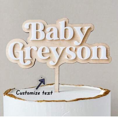 1 pièce Personnalisé Gâteau Bébé Nom Topper Pour Baby Shower Bois Gâteau Topper Rétro Baby Shower Décoration Baby Shower Gâteau Topper Boho Bébé Nom Décoration Gâteau, Prêt pour le brunch