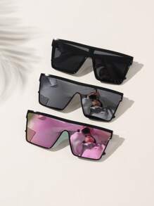 3 piezas Gafas de moda con marco cuadrado, aptas para ciclismo, conducción y estilo punk