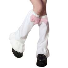 Women's Plush Leg Warmers Cute Bow Leg Warmers Boot Cuffs Carnival Costume Accessory - 白色 - 查看 1
