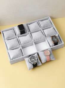 1 件 4/12 格天鹅绒珠宝收纳托盘，带可拆卸枕头，手表收纳珠宝托盘，手镯手镯手表展示架，情人节返校礼物 - 灰色 - 查看 2