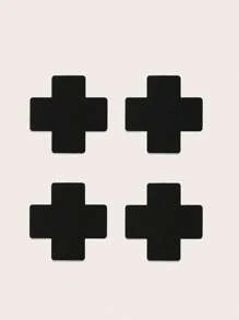 2/10pcs/Set Women Sexy Disposable Cross Nipple Covers Breast Pasties, Ultra-Thin Breathable Invisible Nipple Stickers, Rave - Black - View 10