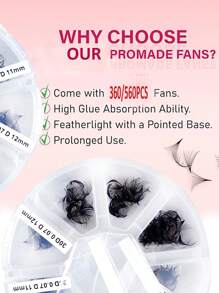 360-560pcs 20D 30D 40D Pre-Made Fluffy Eyelash Extensions Mixed Tray, D Curl 0.07mm 8-15mm Mixed Length Pre-Made Eyelash Clusters, Handmade Loose Eyelash Clusters With Thin Base (20D 30D 40D -0.07mm D, 8-15mm) - D - View 5