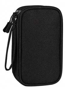Organizador de cables de viaje FYY, bolsa impermeable de doble capa todo en uno, funda portátil de almacenamiento de accesorios electrónicos para cables, cargadores, teléfonos, audífonos, color negro