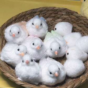 Handmade Soft Plush Realistic Mini Bird Squeeze Doll, Parrot & Sparrow Stress Relief Vent Doll