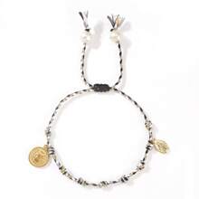 1pc Handmade Boho-Style Jesus Copper Tag EPE Foam Rope Bracelet, Ascension Day Gift, Perfect Jewelry For Men & Women