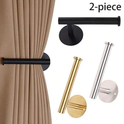 2 Pieces Curtain Fixing No-Drill Curtain Tie Adhesive Curtain Hanging Back Curtain Pull Back Curtain Hooks No-Drill Curtain Brackets Curtain Tie Back Gifts Birthday Graduation