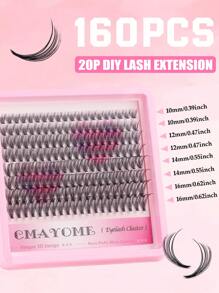 640/160PCS D Curl 8/10/12/14/16/18mm High Capacity False Lashes Book For Beginner, 30D 40D 50D 60D Mixed Style DIY At Home Lightweight And Soft Natural Look Reusable Wispy Lashes Extensions Suitable For Starter, Daily Wear, Party, Music Festival, Cosplay Eye Makeup Beauty