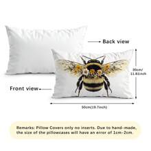 1pc Bee & Floral Single-Sided Printed Velvet Decorative Throw Pillow Case, 30*50cm