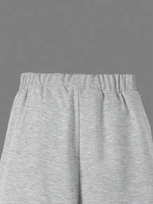 2件套少女时尚百搭休闲纯色短款T恤和阔腿裤套装，夏季 - 白色 - 查看 9