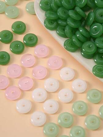 10pcs/Pack Jade Texture Glass Peace Knot Beads, New Chinese Style Imitated Jade Beads For DIY Bracelet Necklace Jewelry Making Accessories