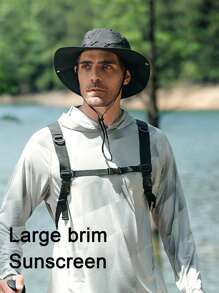1 Pc Men's Summer Outdoor Fishing Sun Hat, UV Protection Breathable Wide Brim Bucket Hat For Fishing, Hiking