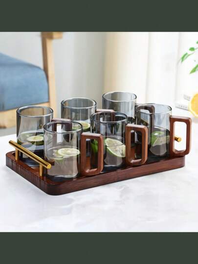 1 Set Of 3 Pieces/Single Cup High-Grade Glass Tea Cup With Strainer And Wooden Handle, High Borosilicate Glass Water Cup, Glass Teapot, Loose Leaf Tea Infuser, Teapot With Infuser, Lidded Cup (For Steeping, With Solid Wood Handle), Suitable For Home And Office Tea Brewing, Housewarming And Birthday Gifts, Suitable For Juice, Milk, Tea, Etc., Summer And Winter Beverage Cups.