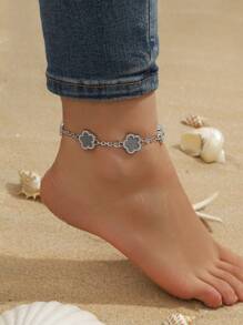 1 件金属链 5 瓣花吊坠带水钻，优雅时尚女式脚链 - 腳鍊 - 查看 5
