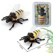 1/4 件儿童智力逼真动物和昆虫模型，恶作剧玩具昆虫装饰，春季户外园艺沙箱场景，瓢虫甲虫蜜蜂