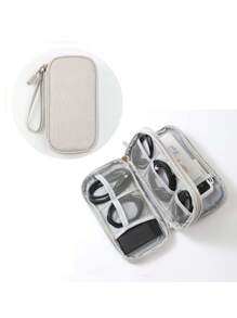 Organizador de cables de viaje FYY, bolsa impermeable de doble capa todo en uno, funda portátil de almacenamiento de accesorios electrónicos para cables, cargadores, teléfonos, audífonos, color negro