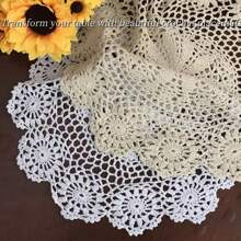 Sousplats Redondos Crochê Feitos à Mão Individuais de Renda Individuais Tricotadas Vazadas Sousplats Resistentes ao Calor Decoração de Mesa 16pol Bege/Branco