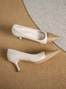 Xin Jing Shoes كعب عالي أنيق متعدد الاستخدامات، مناسب للعمل أو الارتداء اليومي - بيج - مشاهدة 4