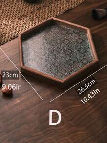 1pc Crabapple Blossom Vintage Embossed Wooden Glass Walnut Color Snack Storage Box, Rectangular Polygonal Cloisonne Tea Tray, Dessert Platter, Household Serving Tray