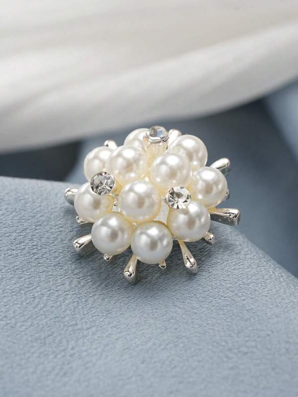 5 Peças/Pacote Botão Metálico 3D Branco Floral de Luxo e Criativo Diamante para Casaco, Camisa, Suéter, Jaqueta Feminina, Botão Decorativo Versátil para Lenço, Sapatos, Chapéu, Caixa de Jóias, Vestido, Acessório de Costura DIY