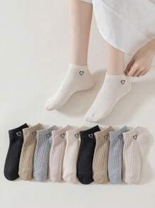 1/20 双装 女士条纹爱心户外运动休闲短袜 圣诞礼物 - 彩色 - 查看 4