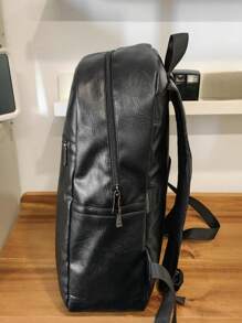 Large Capacity Backpack For Men, Business Commuter Laptop Bag, PU Leather College Student School Bag, Casual Travel Pack Office Bag