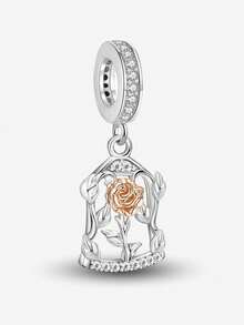 1pc Fashion Heart Angel Cross Rose Beaded Pendant, Suitable For Women Bracelet DIY Jewelry - Silver - View 16