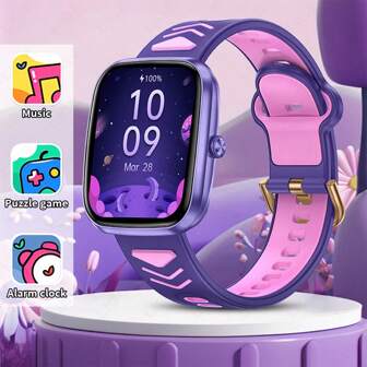 ESFOE LIGE新款儿童智能手表拥有多种益智好玩的小游戏、闹钟提醒、1.75英寸全触摸屏、20多种运动模式、24小时活动追踪、各种有趣的表盘、音乐播放器、闹钟、运动儿童手表