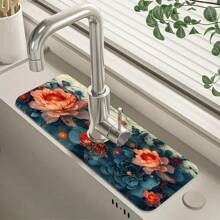 1pc Mandala Kitchen Sink Faucet Splash Guard,Boho Art Kitchen Sink Mat Dish Drying Mat Anti-Slip Faucet Decor Mat For Bathroom And Kitchen - Multicolor - View 2