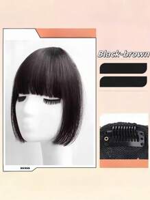 1 pieza Flequillo postizo, flequillo con corte de princesa, accesorio de belleza de cabello sintético en una sola pieza para sienes, estilo bohemio elegante para mujeres