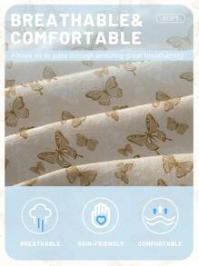 1pc Minimalist Modern Butterfly Print Brushed Fitted Sheet, Bedroom Printed Bed Cover, Mattress Cover, Mattress Protector, Bedding Set (Excluding Pillowcase)