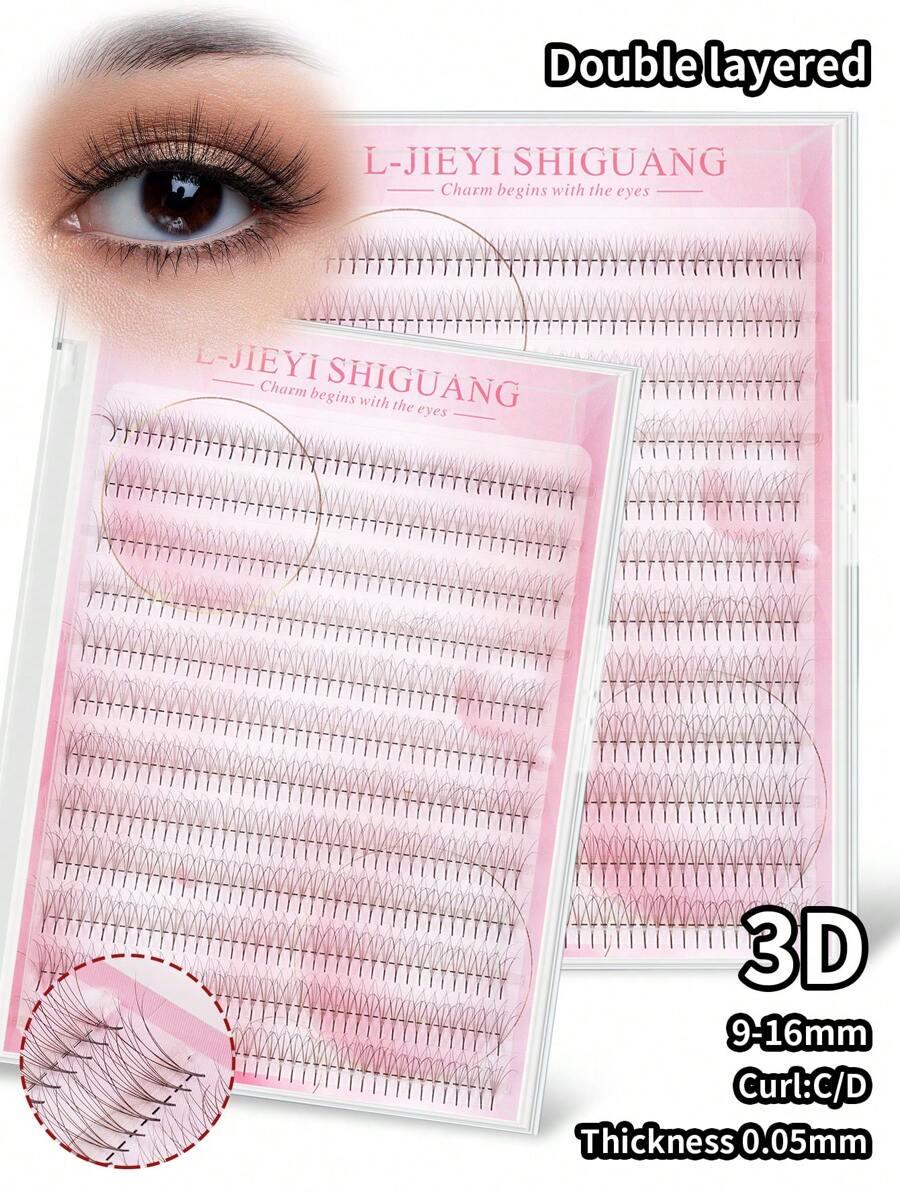 480 sợi/hộp, lông mi giả 3D màu nâu và đen, dày 0.05mm, dạng chùm, tiện dụng, mềm mại và tự nhiên, nối mi thủ công. - màu nâu - Xem 1