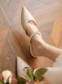 Women's Elegant Fashion White Pointed Toe Lace-Up High Heel Sandals, Suitable For Wedding, Party, Holiday, And Casual Daily Wear