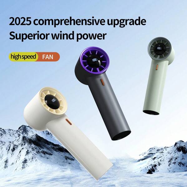 1pc Portable Mini Handheld Fan With 1-100 Adjustable Wind Speed, 2000mAh Rechargeable Battery, USB Charging, LED Digital Display - Compact & Lightweight, Suitable For Travel, Camping, Outdoor Use, Rechargeable Portable Fan