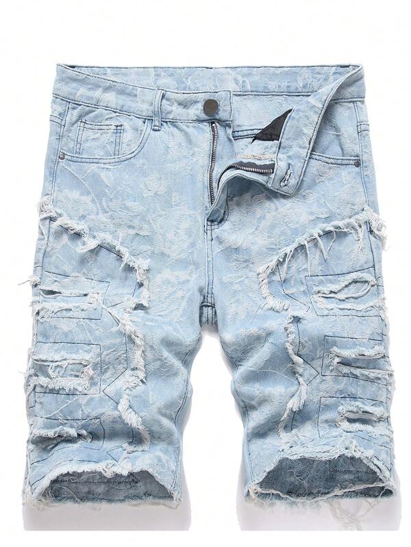 Short en jean de style américain vintage jacquard pour garçons adolescents, convient pour le port à l'école
