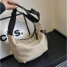 Fashion Street Style Shoulder Bag, Simple Handbag, Large Capacity Fashion Travel Crossbody Bag, Elegant Canvas Bags