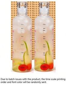 1 Peça de Copo Plástico Transparente com Laço e Escala de Tempo, Garrafa de Água Portátil Criativa, Adequada para Fitness, Garrafa de Água Esportiva da Moda, Garrafa à Prova de Vazamentos Simples, Copo de Suco, o Presente Ideal